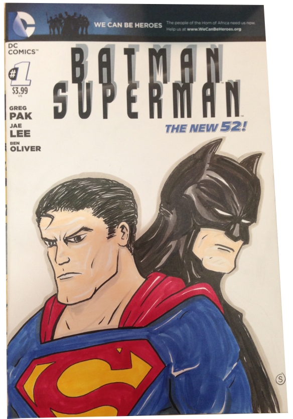 batman superman sketchover